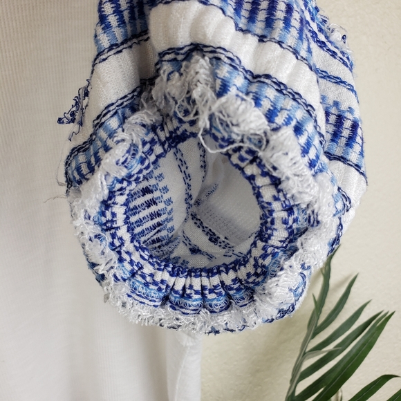 Free People Bohemian Sundae Swing Embroidered Waffle Peasant Blouse Top size L - Picture 7 of 11